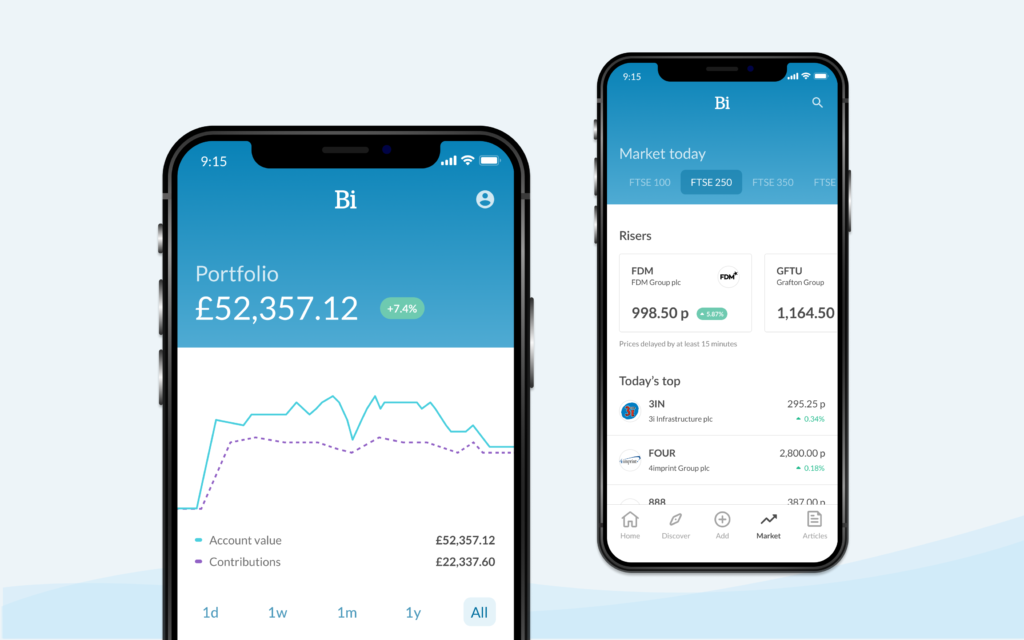 Investment app design on mobile