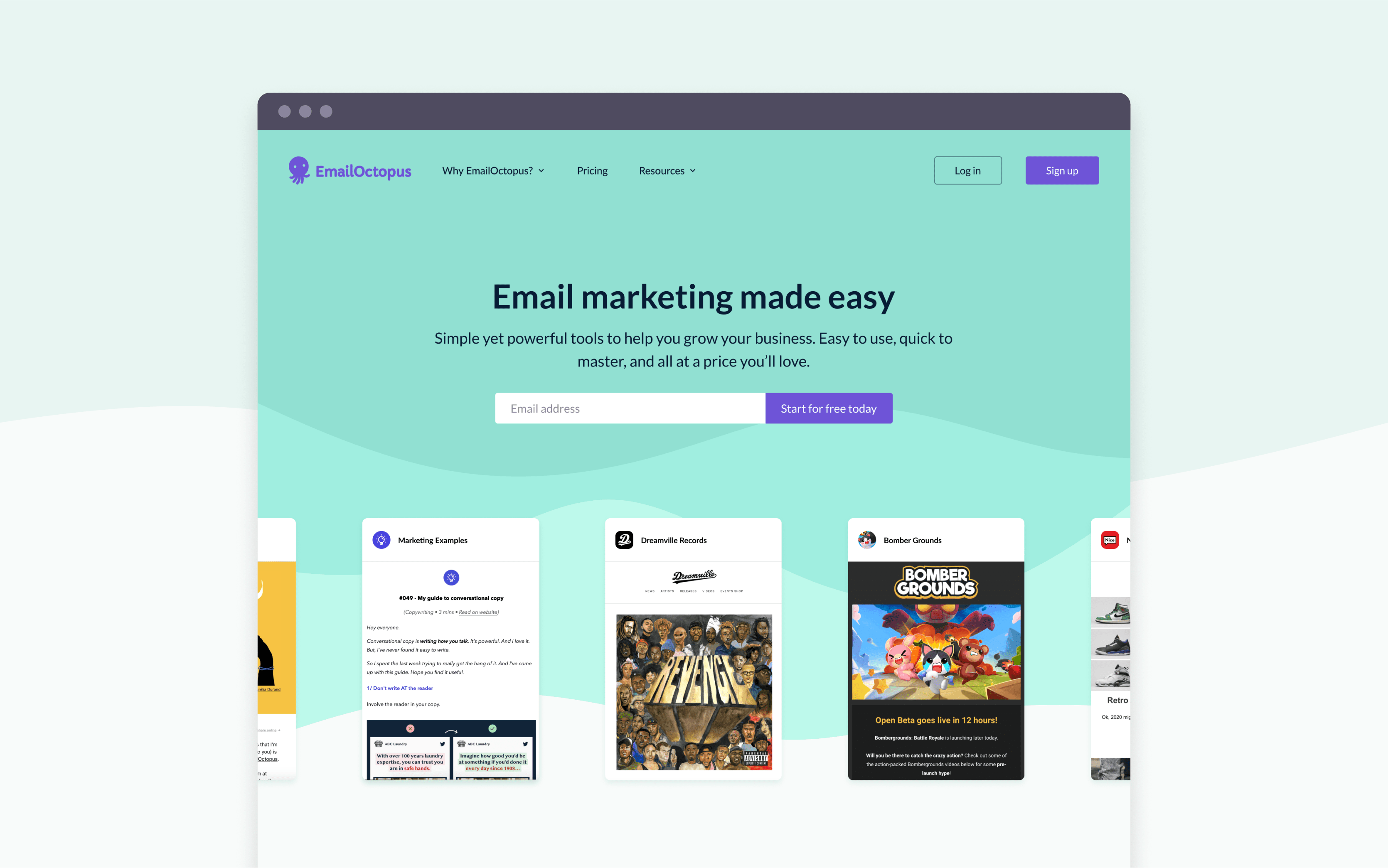 EmailOctopus web design