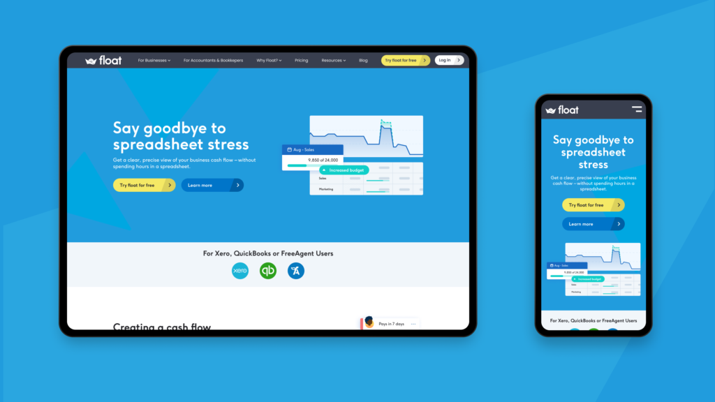 Float homepage design