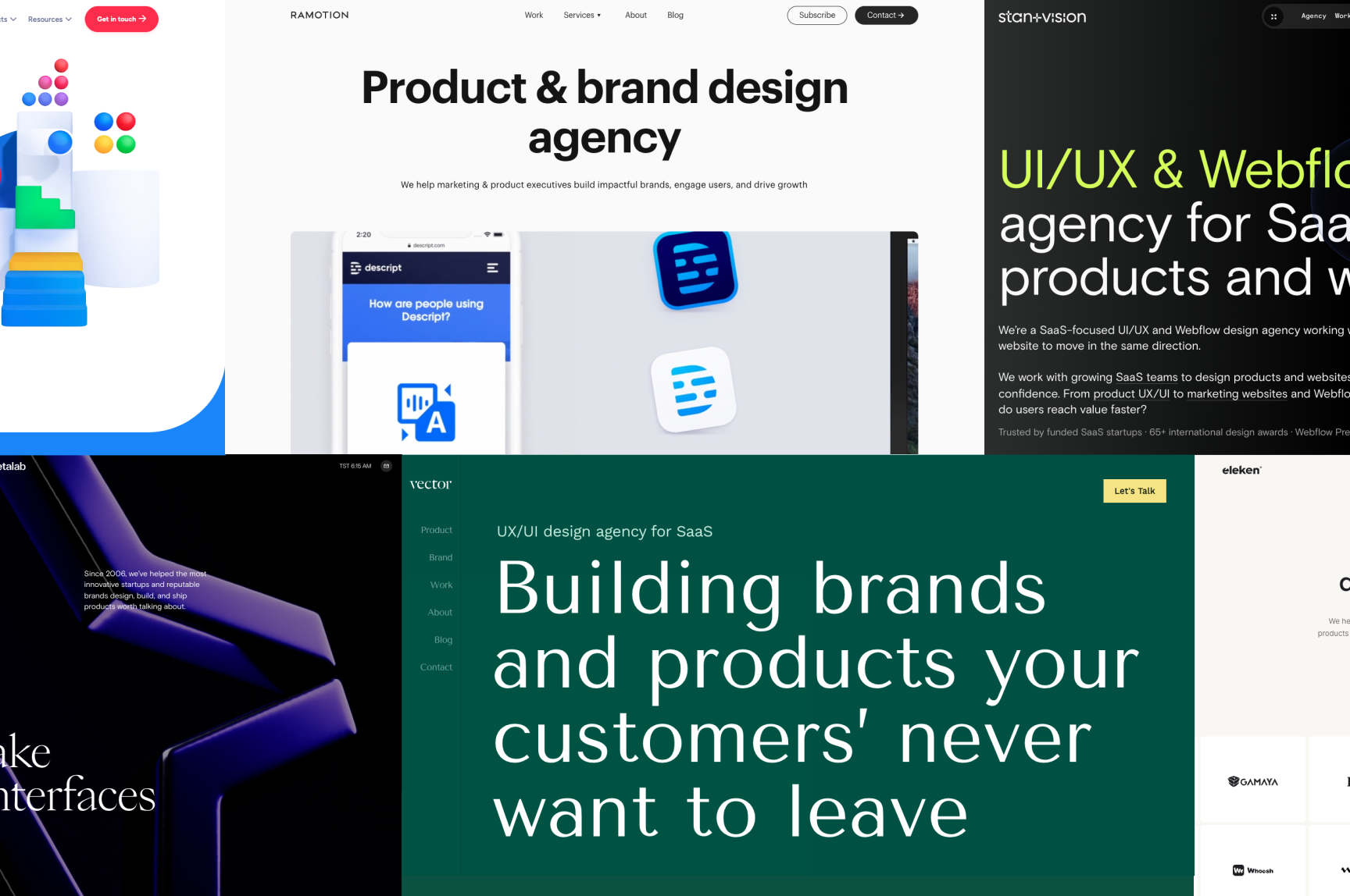 Top SaaS design agency homepages